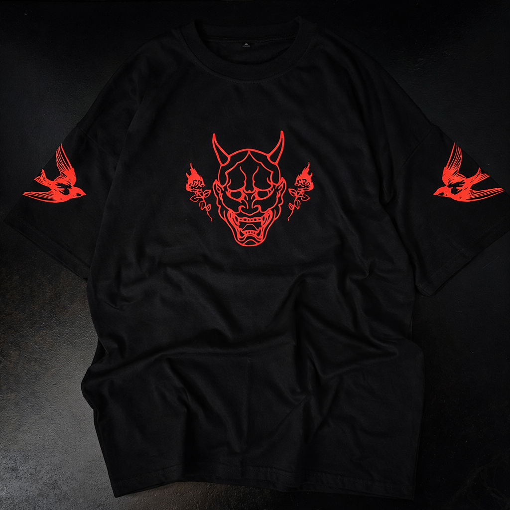 Remera Negra Streetwear Oversize con Detalles en Negro – Algodón Premium 24/1
